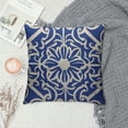 thumbnail image 2 of COMIO  Moroccan Tile Pillow Cover Ikat Damask Traditional Floral Cobalt Blue and White Decorative Throw Pillow Cases  Indoor Square Cushion Covers  for Home Sofa Couch, 2 of 5