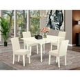 thumbnail image 2 of East West Furniture 1MZAB5-LWH-02 5Pc Kitchen Set Consists of a Modern Dining Table and 4 Parson Chairs with Light Beige Color Linen Fabric, Drop Leaf Table with Full Back Chairs, Linen White Finish, 2 of 8