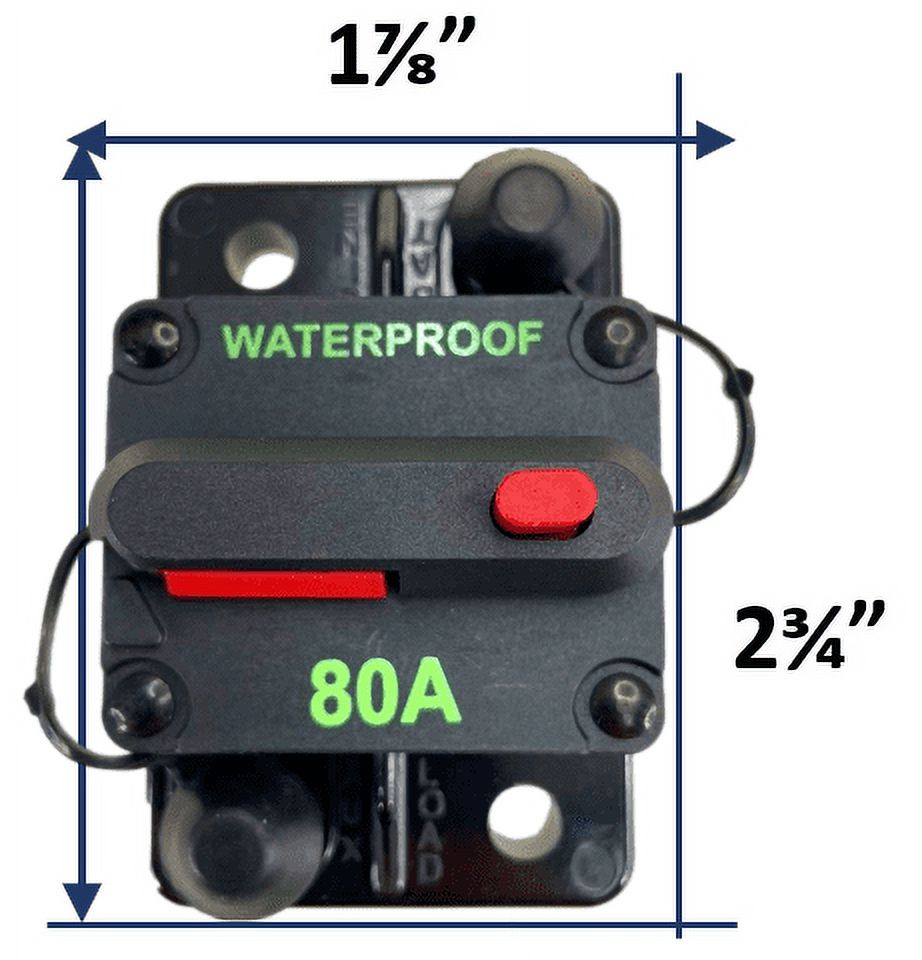 Pactrade Marine Boat Auto Battery Trailer RV Trolling Motor Bus High-Amp Circuit Breaker 12-42V DC Maximum Black Waterproof Manual Reset Button UL Rated Electrical Switch Mount Cover (80 Amp)