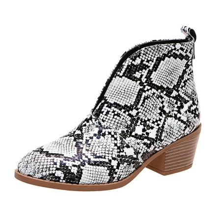DVKOVI Western Boots Women Womens Ankle Cowboy Boots Women Shoes Comfortable Soft Sole One Foot Ankle Boots Fashionable Casual Short Boots Heel Boots for Women Grey 37