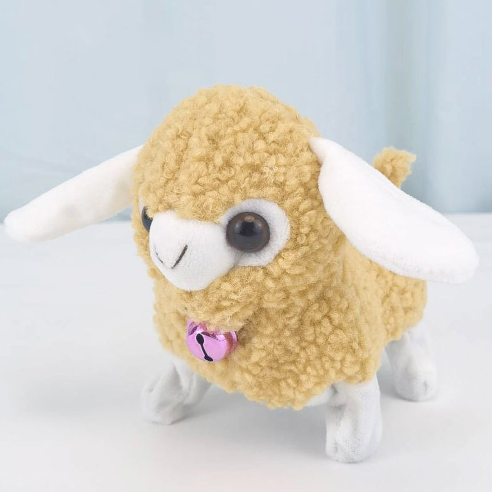 Easter Basket Stuffers Gecau Stocking Stuffers for Kids 7 Inches Power Operated Lint Lamb Can Hoot & Walk Simulated Wool Lint Baby Toy Toddler Electronic Pet Parent & Child I