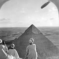 thumbnail image 2 of Vintage Photography 20x20 Gold Ornate Wood Framed with Double Matting Museum Art Print Titled - Graf Zeppelin over the Great Pyramid 1931, 2 of 4