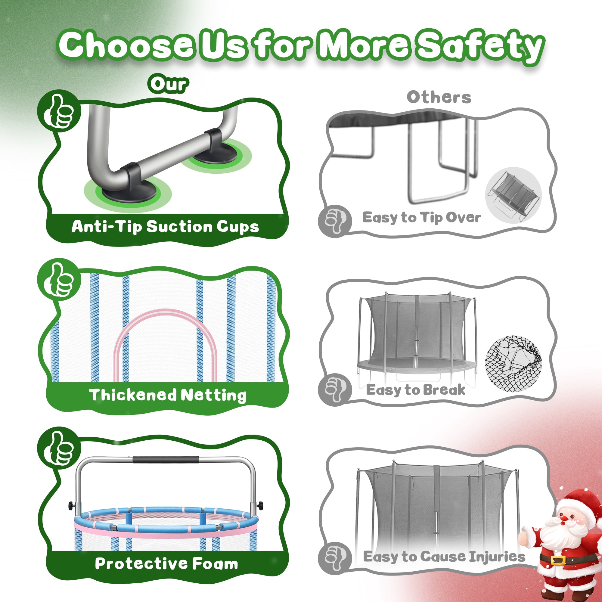 SERAY 55-65" Kids Trampoline with Safety Enclosure & Mini Balls, Indoor/Outdoor Fun for Toddlers, Durable, Quiet, and Safe Bouncing Toy for Boys and Girls