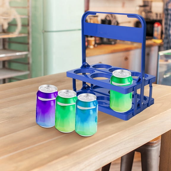 Foldable 6-Pack Beer Carrier with Ergonomic Handle and Space-Saving Design, Durable Polypropylene Drink Holder for Bottles Cans, Portable Beverage Transport Rack for Picnic Bar BBQ