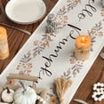thumbnail image 3 of Smile Orange Pumpkin Wreath Floral Buffalo Plaid Fall Table Runner, Seasonal Fall Kitchen Dining Table Decoration for Home Party Decor 13x72 Inch, 3 of 7