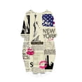 thumbnail image 3 of CLOOCL Newspaper Print Dress Oversized Women Long Sleeve Barrel Skirt Loose Casual Shift Dress, 3 of 4