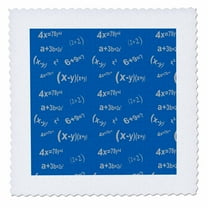 3dRose, White Math Formulas On A Blue Background, 8x8 inch quilt square