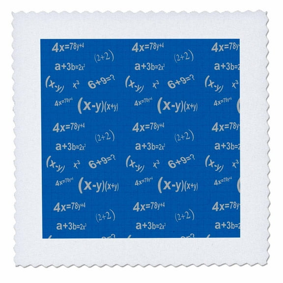 3dRose, White Math Formulas On A Blue Background, 8x8 inch quilt square
