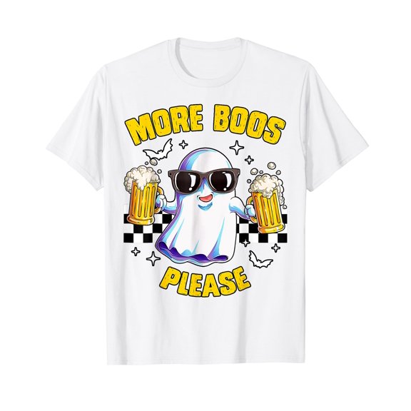More Boos Please Cute Ghost Beer Funny Halloween Drinking T-Shirt