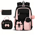 thumbnail image 3 of Weebloom Bow School Backpack With Lunch Box Pencil Case For Kids Girls Cute 3Pcs School Bags Set Three Piece Daypack Large Bookbag Elementary Middle High School Pink, 3 of 5