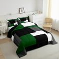 thumbnail image 3 of Erosebridal Green Geometric Bedding Full Comforter Set, Chic Rectangle Bedding Sets Full with Comforter, Modern Fashion Reversible Down Comforter, Breathable Room Decoration, 3pcs, 3 of 8