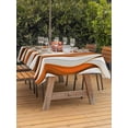 thumbnail image 2 of Outdoor Tablecloth with Umbrella Hole and Zipper, Burnt Orange White Moire Rectangle Table Cloth 60x120 Inch Waterproof Tablecloth, Modern Abstract Art Picnic Table Cover for Patio Camping, 2 of 7