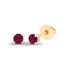 thumbnail image 2 of Decadence 14K Yellow Gold Plated Sterling Silver 3mm Round Created Ruby July Birthstone Screwback Stud Earrings, 2 of 5