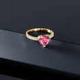 thumbnail image 4 of Gem Stone King 0.64 Ct Heart Shape Pink Zirconia 18K Yellow Gold Plated Silver Ring, 4 of 5
