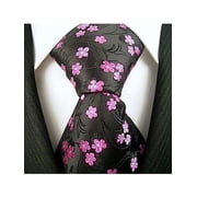 Scott Allan Black and Pink Mens Tie | Cherry Blossom Floral Tie for Him | Standard Size Necktie