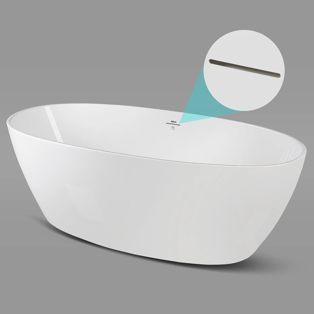 Kepooman 66" Oval Shape Stand Alone Acrylic Soaking SPA Tub, Modern Freestanding Bathtubs Kepooman 66" Oval Shape Stand Alone Acrylic Soaking SPA Tub, Modern Freestanding Bathtubs