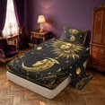 thumbnail image 2 of Homewish Black Gold Twin Sheets, Damask Sun Stars Moon Bedding, 3pcs, 1 Flat Sheet, 1 Fitted Sheet and 1 Pillowcase, 2 of 6
