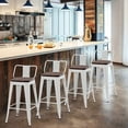thumbnail image 4 of Andeworld Furniture Swivel Metal Bar Stool Kitchen Counter Bar Stools Set of 4 (Swivel 26 inch, White Wooden), 4 of 7