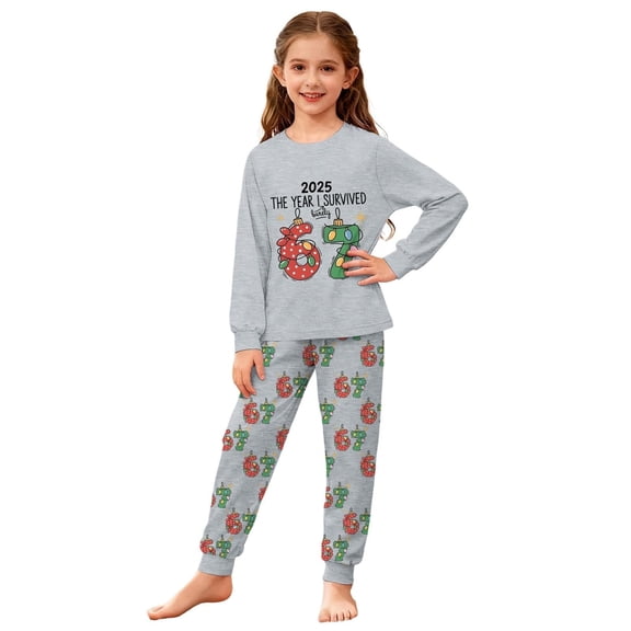 Girls 67 Print Pajamas Set Outfits Sleepwear Tops And Pants Set Clothes