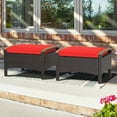 thumbnail image 1 of Gymax 2 Pcs Ottomans de Patio Poignées en Bois Pédale de Pied en Tricot de Rotin Rouge, 1 of 9