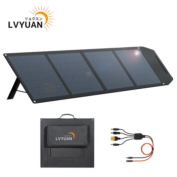 LVYUAN 400 Watt Solar Panel Foldable Solar Panel Charger with Adjustable Kickstands Portable Waterproof IP67 for Home, RV, Outdoor, Camping, Power Station, off Grid