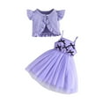 thumbnail image 2 of Placlothes Tutu Dress and Cute Tops with Skirt for Girls 2 Piece Outfits Little Girls and Big Girls Summer Fall Skirt Sets Solid Purple Birthday Bow Kids Size 18 Months, 2 of 7
