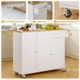thumbnail image 2 of HAUXITIO Kitchen Island with Drop Leaf,Power Outlet & LED Lights, Rolling Cart with Spice Rack,Drawer and Storage for Kitchen,White, 2 of 8