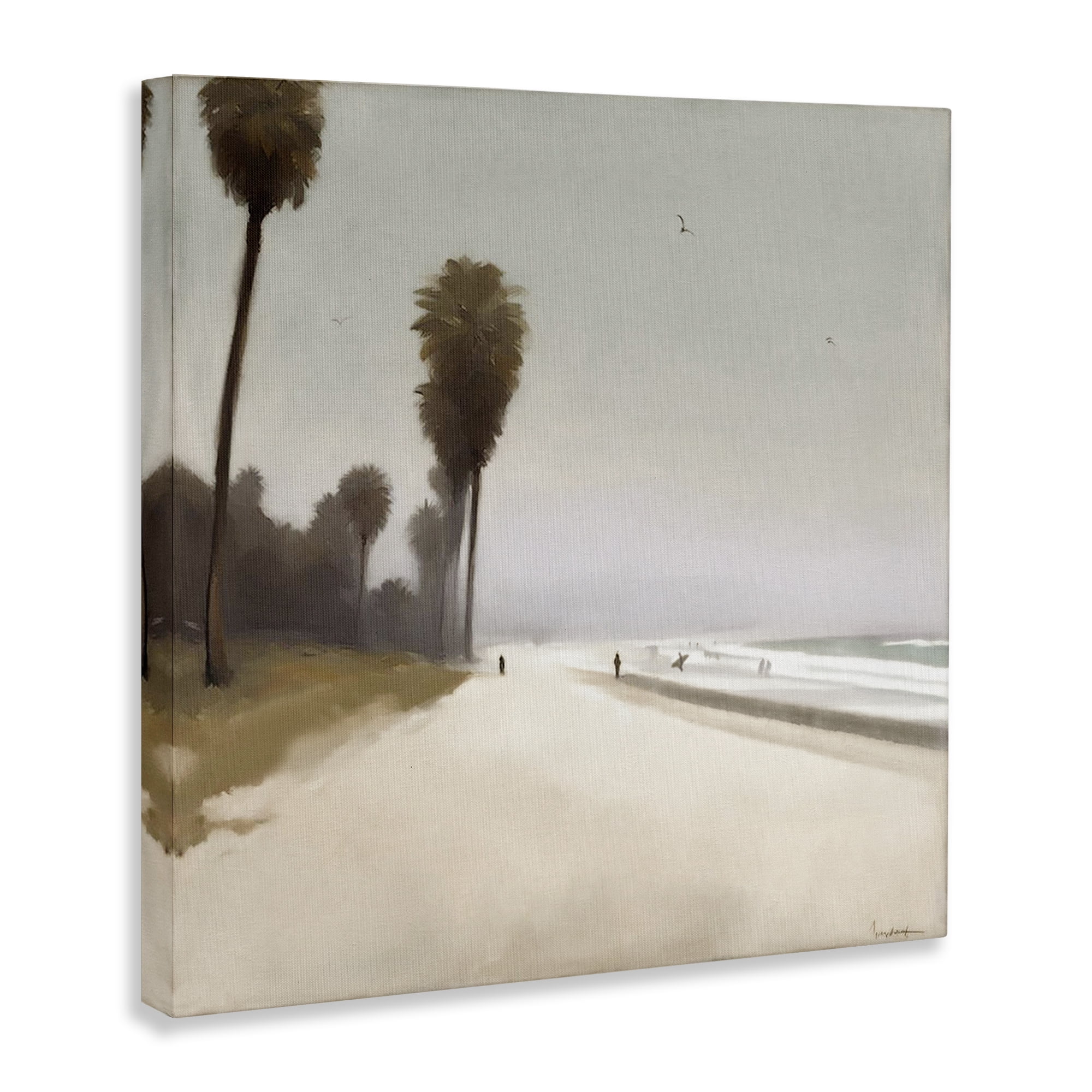 Stupell Industries Palm Lined Beach Landscape & Nature Painting Wrapped Canvas Art Print Wall Art, 30 x 30