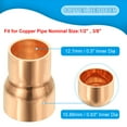 thumbnail image 3 of Uxcell 1/2" to 3/8" Nominal Size Copper Reducer Reducing Coupling Pressure Fitting Pipe Tube Connector, 3 of 6