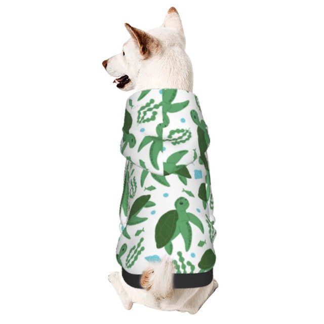 Fotbe Cartoon Turtle Sudadera con Estampado para Perros Pequeños – Suéter con Capucha para Mascotas, Tela Suave de Forro Polar con Bolsillo-Large