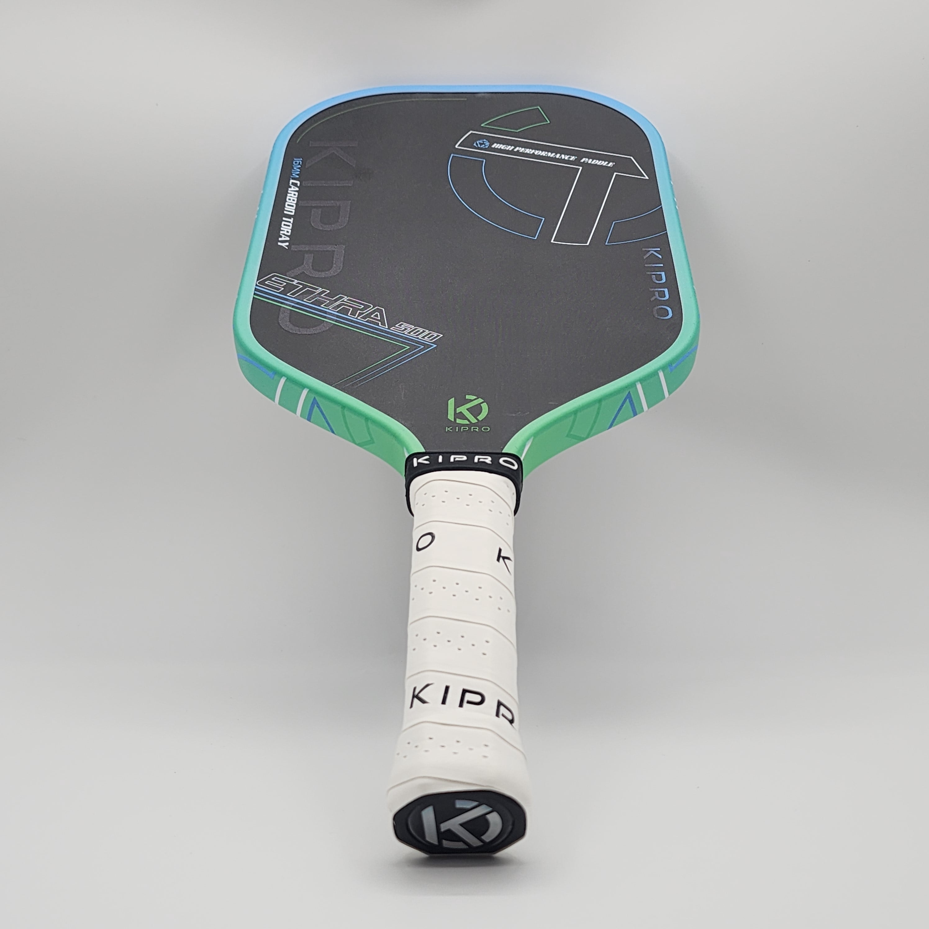 Kipro Hyperion Carbon Friction Surface 16mm Pickleball Paddle with Racket Cover, Elongated Handle, Black