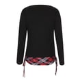 thumbnail image 6 of Taqqpue Sexy Square Neck Long Sleeve Shirts for Women,Womens Ripped Cut Out Pullover Tops Plaid & Leopard Splicing Drawstring Blouse Casual Top, 6 of 8