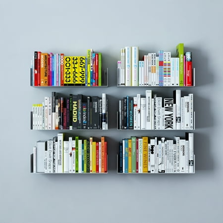 Wall Mount Metal U Shaped Modern Bookcase Floating Shelves By Wallniture Set Of 6 White Wall Mount Metal U Shaped Modern Bookcase Floating Shelves By Wallniture Set Of 6 White