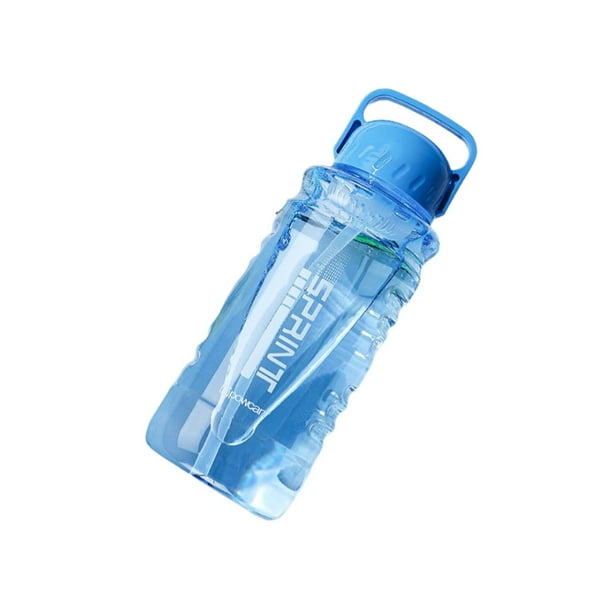 Advancent Botella de agua multifuncional de boca ancha, recipiente colorido para beber, recipiente de plástico a prueba de fugas de gran Mostrada Azul 1000ml