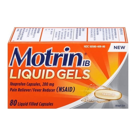 Motrin Ibuprofen Pain Reliever 200Mg Liquid Capsule Gels - 80 Ea, 2 Pack