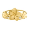 thumbnail image 5 of 14K Yellow Gold Ring Band Themed Satin & Diamond-Cut Plumeria, Size 7, 5 of 5