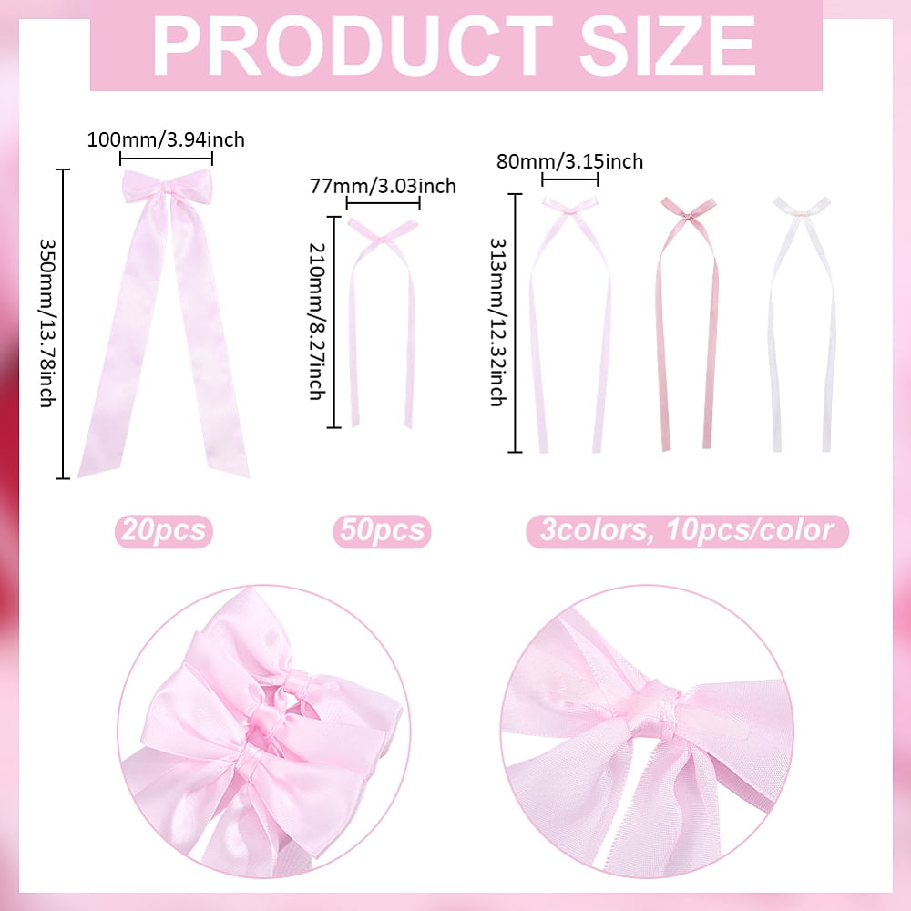 100Pcs Polyester Clothing Accessories Bowknot 100Pcs Acrylic Double-sided Adhesive Tape Mixed Color 210~350x77~100x3~9mm