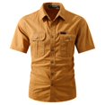 thumbnail image 4 of Havenx Safari Cargo Shirt for Men Short Sleeve Button Up Cargo Shirts with Pockets Collared Top Work Comfy Camping Work Hiking Casual Workwear,Ginger M, 4 of 7