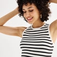 thumbnail image 3 of Women's Nine West Essential Striped High Neck Tank Top Color: Black White Stripe Size: LARGE, 3 of 4