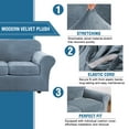 thumbnail image 6 of TOPCHANCES 3-Piece Velvet Plush High Stretch Sofa Cover Slipcover, With Separate Cushion Covers (Light Blue, Loveseat/2-seater), 6 of 7