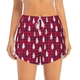thumbnail image 2 of Gukieu white Tree red plaid Print Women's Sports Shorts with Drawstring Elastic Waistband for Running, Yoga, Fitness-Medium, 2 of 7