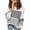 Gray, variant on NAYTOAO Women's Color Block Striped Bubble Textured Crew Neck Lantern Sleeve Sweater