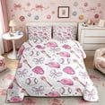 thumbnail image 2 of Meiyoeat Sport Baseball Queen Comforter Set 3 Pieces, Cartoon Bow Print Comforter Sets Queen, Pink White,Pink Reversible, 2 of 6
