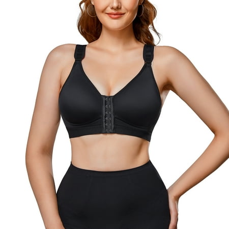 

KUMAYES Women s Front Closure Sport Bra Removable Pads Wirefree Bra Post Surgery Bra
