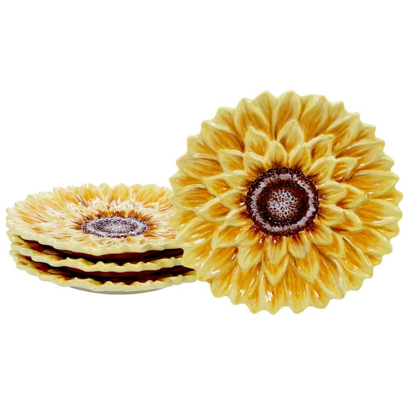 Sunset Sunflower Set/4 3-D Dessert Plate, 8.25"