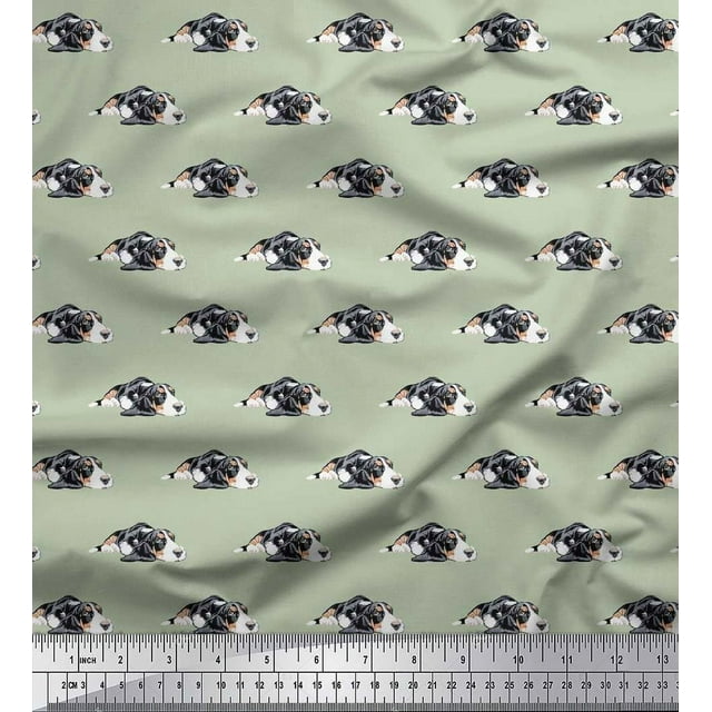 Soimoi Modal Satin Fabric Basset Hound Dog Decor Fabric Printed Yard 42 Inch Wide