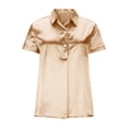 thumbnail image 5 of Taqqpue Women Silk Satin Tops Short Sleeve Blouse V Neck Shirts Business Casual Outfits S-2XL, 5 of 9
