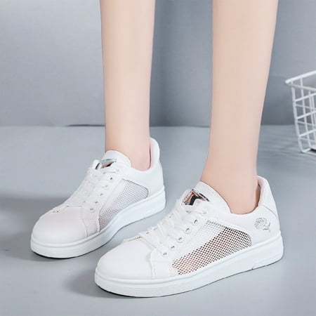 

sebulube Fashion Summer Women Casual Shoes Mesh Flowers Lace Thick Bottom Flat Breathable And Comfortable