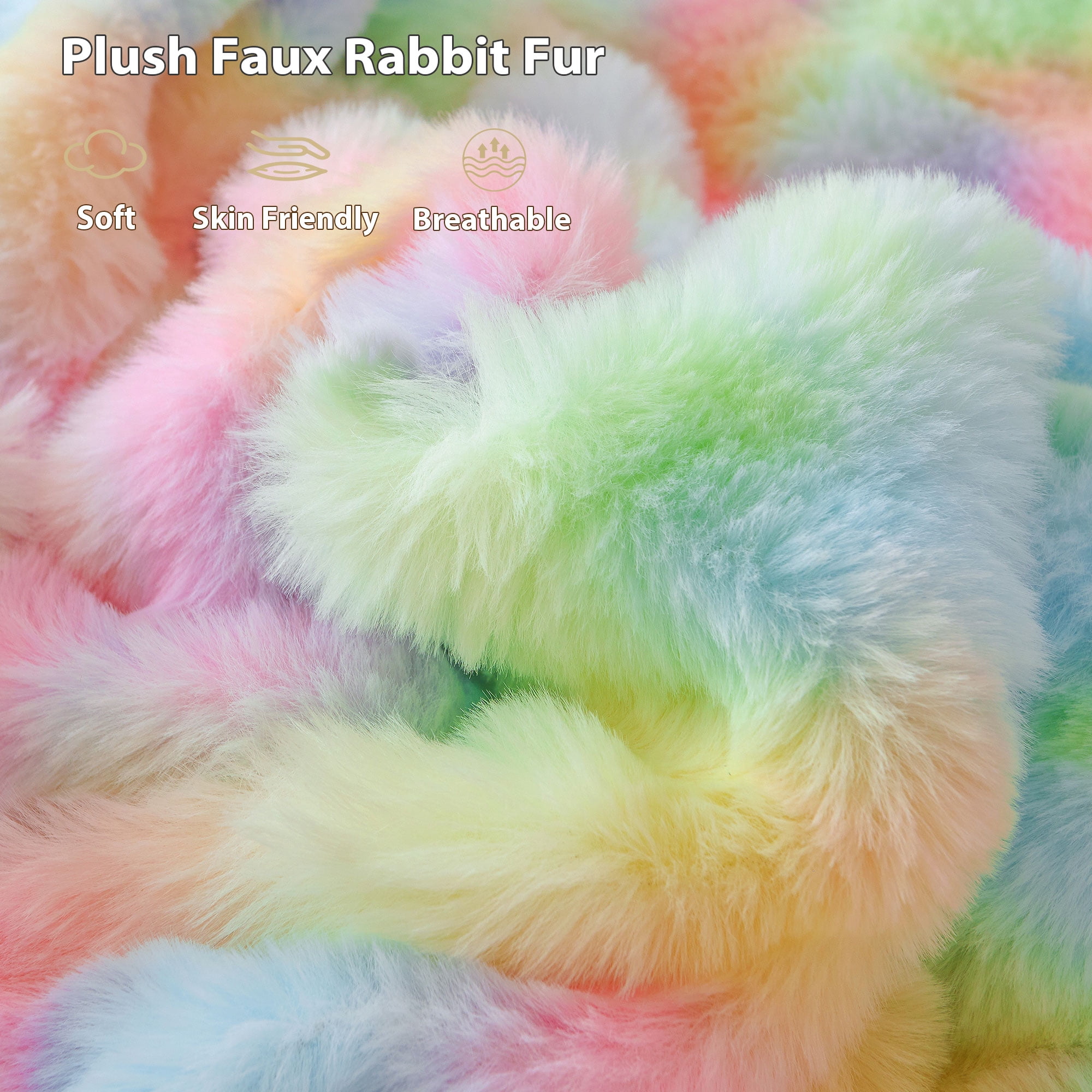 LIFEREVO Fluffy Faux Rabbit Fur Bubble Throw, Rainbow Plush Shaggy Blanket for Couch Sofa Chair, Soft Tie Dye Furry Blanket Adults Kids Girls, Fuzzy Throw for Bedroom Living Room, 50x60, Rainbow