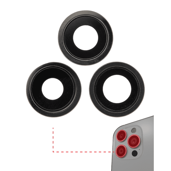 Replacement Back Camera Lens With Bracket & Bezel Compatible For iPhone 12 Pro Max (Graphite) (Real Sapphire / Premium)